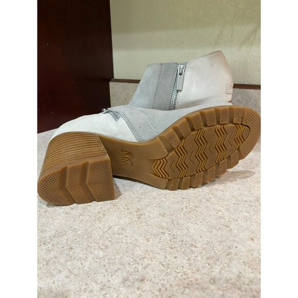 Sorel Nadia II Womens Peep Toe Suede Booties Sz 8 Gray Wedge Heel Slip-On With Z - Picture 6 of 8